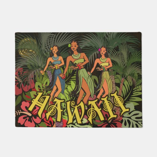 Hawaii Aloha Palm Hula Art Design Deurmat (Voorkant)