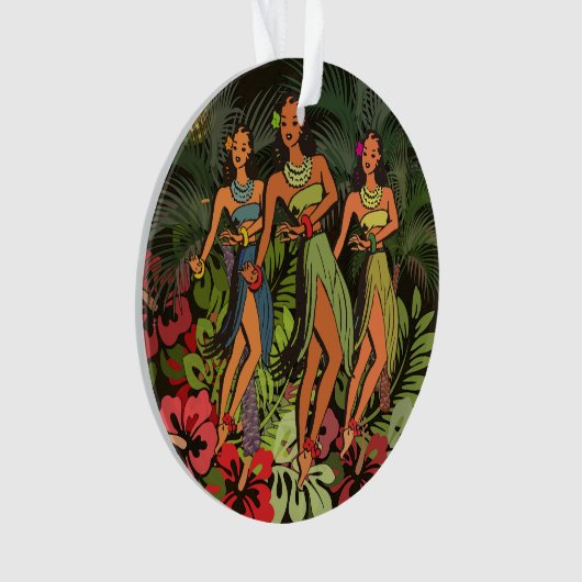 Hawaii Aloha Palm Hula Art Design Ornament (voorkant)
