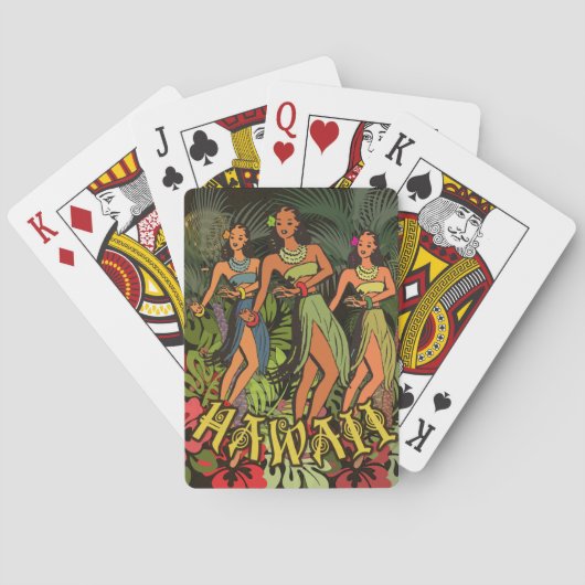 Hawaii Aloha Palm Hula Art Design Pokerkaarten (Achterkant)