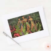 Hawaii Aloha Palm Hula Art Design Rechthoekige Sticker (Envelop)