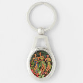 Hawaii Aloha Palm Hula Art Design Sleutelhanger (Voorkant)
