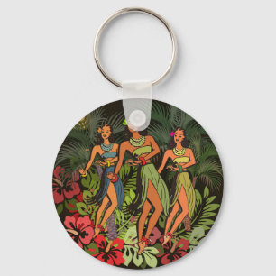 Hawaii Aloha Palm Hula Art Design Sleutelhanger