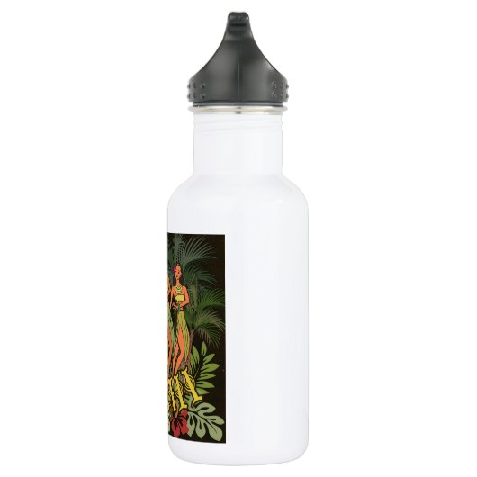Hawaii Aloha Palm Hula Art Design Waterfles (Rechts)