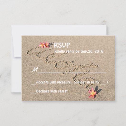 Hawaii Aloha Plumeria Flower Beach Wedding RSVP (Devant)
