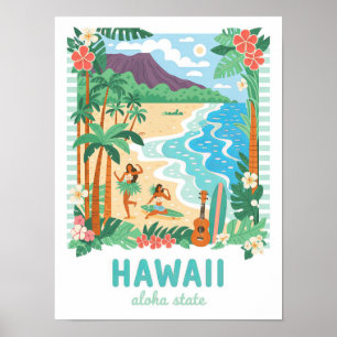 Hawaii Aloha State Verenigde Staten Zomerreizen Poster