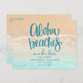 Hawaii Aloha stranden bruiloft redden Datum Aankondigingskaart (Voorkant / Achterkant)