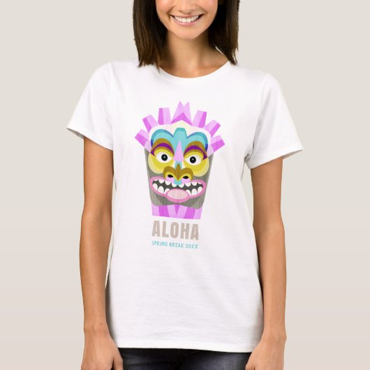 Hawaii Aloha Tiki Spring Break - aangepaste tekst T-shirt (Voorkant)