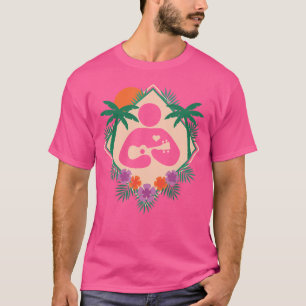 Hawaii Aloha Uke Muzikant Gitaar Akoestische Bloem T-shirt