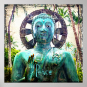 Hawaii Antiek Turquoise Blue Buddha Foto Peace Poster (Voorkant)