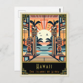 Hawaii | Art. Deco Briefkaart (Voorkant / Achterkant)