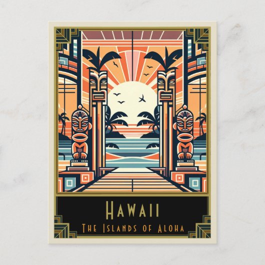 Hawaii | Art. Deco Briefkaart (Voorkant)