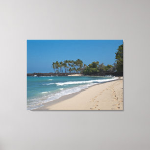 Hawaii Beach met voetafdrukken in het zand Canvas Afdruk