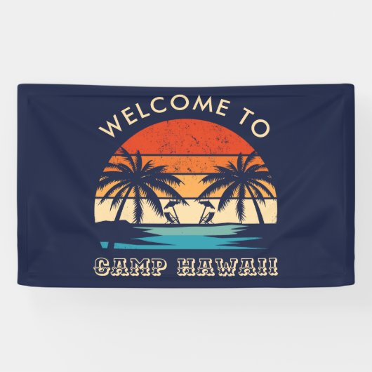 Hawaii Beach Party Retro zonsondergang Spandoek (Horizontaal)
