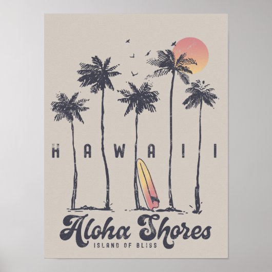 Hawaii Beach Surfer Zomer Vakantie Poster (Voorkant)