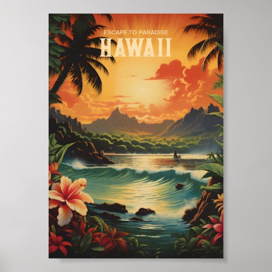  Hawaii Beach Travel Art Poster (Voorkant)