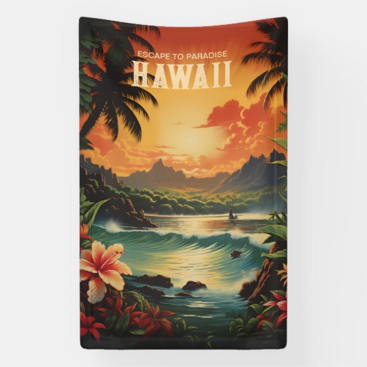  Hawaii Beach Travel Art Spandoek (Verticaal)