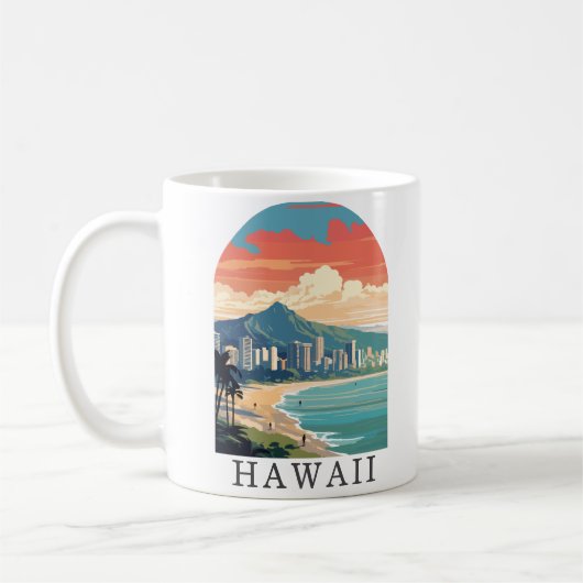Hawaii Beach Travel Café Mug Vintage (Gauche)