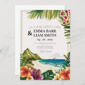 HAWAII Beach Tropical Wedding Invitation Kaart (Voorkant / Achterkant)