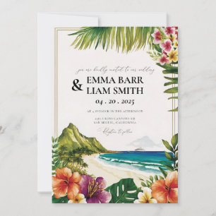HAWAII Beach Tropical Wedding Invitation Kaart
