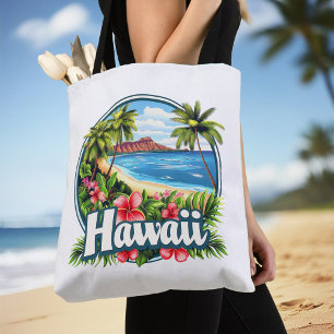 Hawaii Beach Tropische Bloemen Bergen Reiskunst Draagtas
