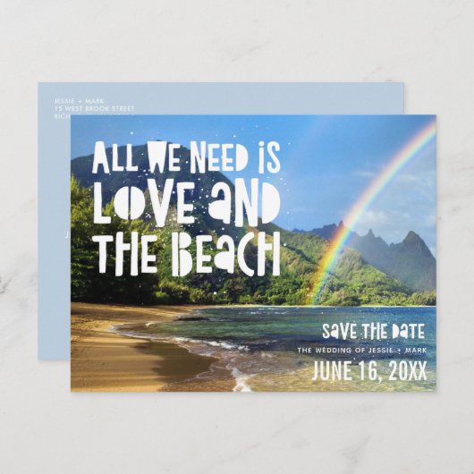 Hawaii Beach Wedding Bewaar de datums Aankondigingskaart (Voorkant / Achterkant)