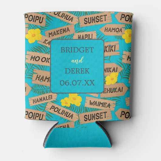 Hawaii Beach Wedding Blikjeskoeler (Voorkant)