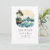 Hawaii Bestemming Trouw QR Code Save The Date (Staand voorkant)
