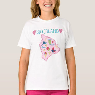 Hawaii Big Island Kaart Schattige Pastel Illustrat T-shirt
