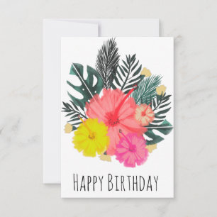 Hawaii Birthday Hand Drawn Greenery Birthday Kaart