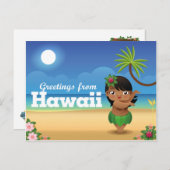 Hawaii Briefkaart - Hula Dancer (Voorkant / Achterkant)