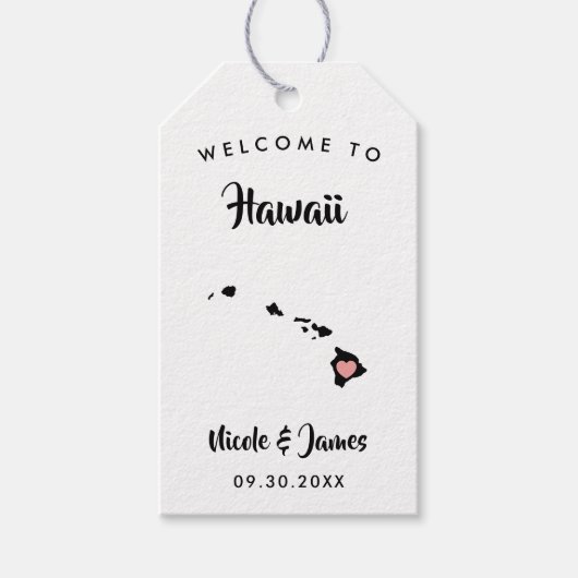 Hawaii bruiloft welkomsttas Labels, kaart Cadeaulabel (Voorkant)
