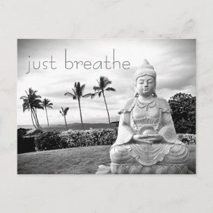 Hawaii Buddha Black en White Photo Just Breathe Briefkaart