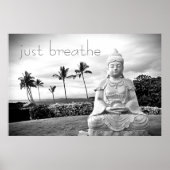 Hawaii Buddha Black White Foto gewoon doormidden Poster (Voorkant)