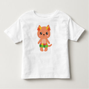 Hawaii Cat, Cute Cat, Oranje Cat, Flowers, Luau Kinder Shirts
