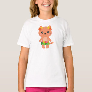Hawaii Cat, Cute Cat, Oranje Cat, Flowers, Luau T-shirt