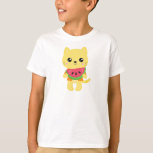Hawaii Cat, Cute Cat, Yellow Cat, Watermeloen, Lua T-shirt