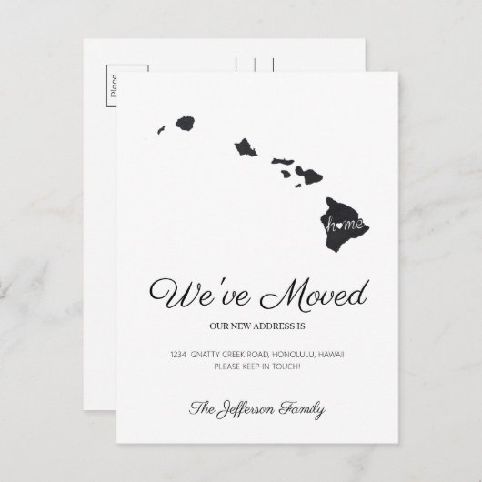 Hawaii Chalkboard State Kaart Verhuizen Briefkaart (Voorkant / Achterkant)