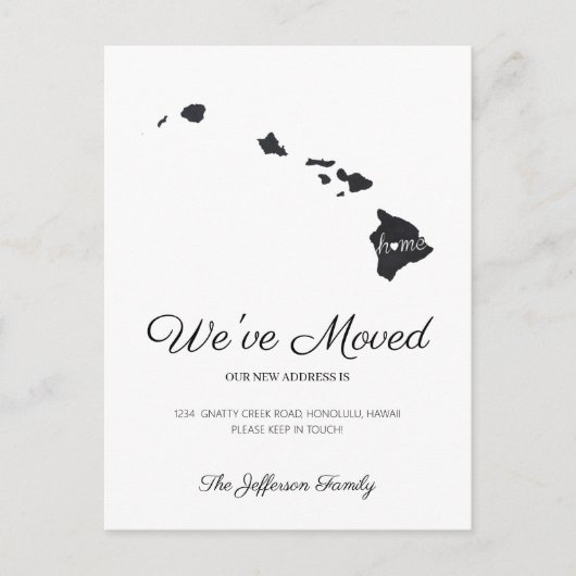 Hawaii Chalkboard State Kaart Verhuizen Briefkaart (Voorkant)