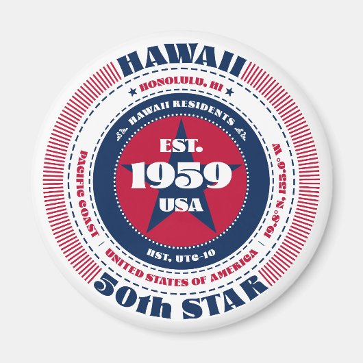 Hawaii Circle Typographie Souvenir Magnet (Devant)