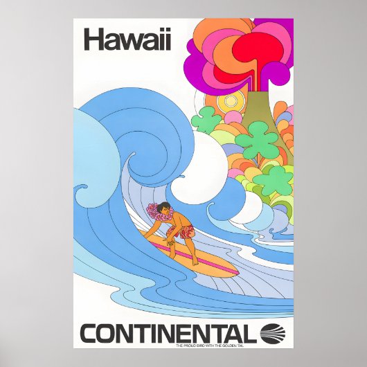 Hawaii - Continental - Affiche de voyage vintage (Devant)
