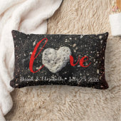 Hawaii Coral Heart Red Love Couples Names and Date Kussen (Deken)