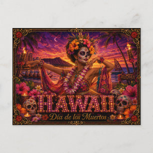 Hawaii Día de los Muertos Retro Briefkaart