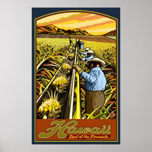 Hawaii-eilanden - Pineapple Harvest Travel Poster (Voorkant)