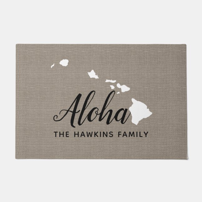 Hawaii Family Monogram State Doormat Deurmat (Voorkant)