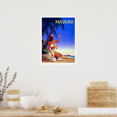 Hawaii, fille sur l'île tropicale, affiche de voya (Cuisine)