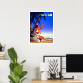Hawaii, fille sur l'île tropicale, affiche de voya (Bureau à domicile)