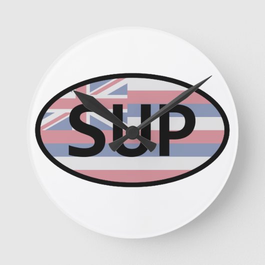 Hawaii Flag Standup Padding Ronde Klok (Voorkant)