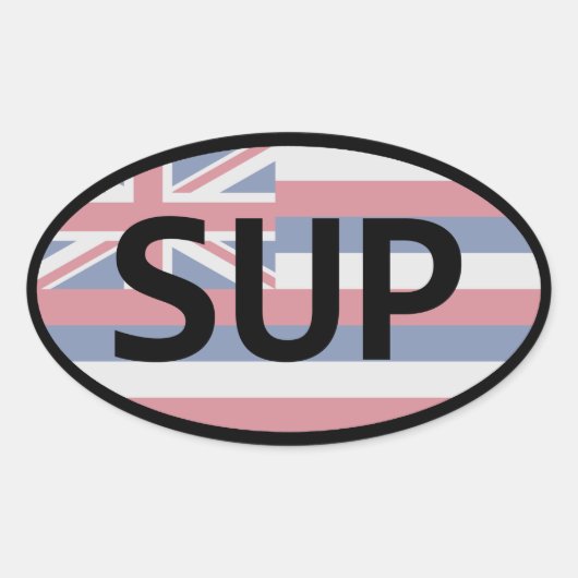 Hawaii Flag Standup Paddling Ovale Sticker (Voorkant)