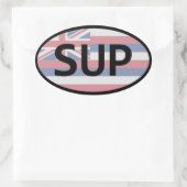 Hawaii Flag Standup Paddling Ovale Sticker (Tas)