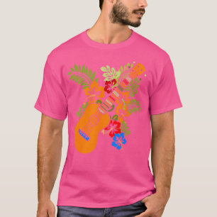 Hawaii Floral Uke Ukulele - Bloem Aloha Ukulele T-shirt